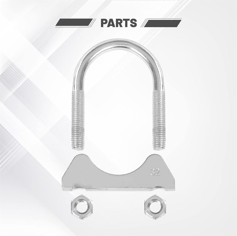 GESEXI 1.25" U-shaped Exhaust Pipe Clamp Mild Steel Muffler Exhaust Clamps with Anti-Rust Coat Pack of 2 - Image 3